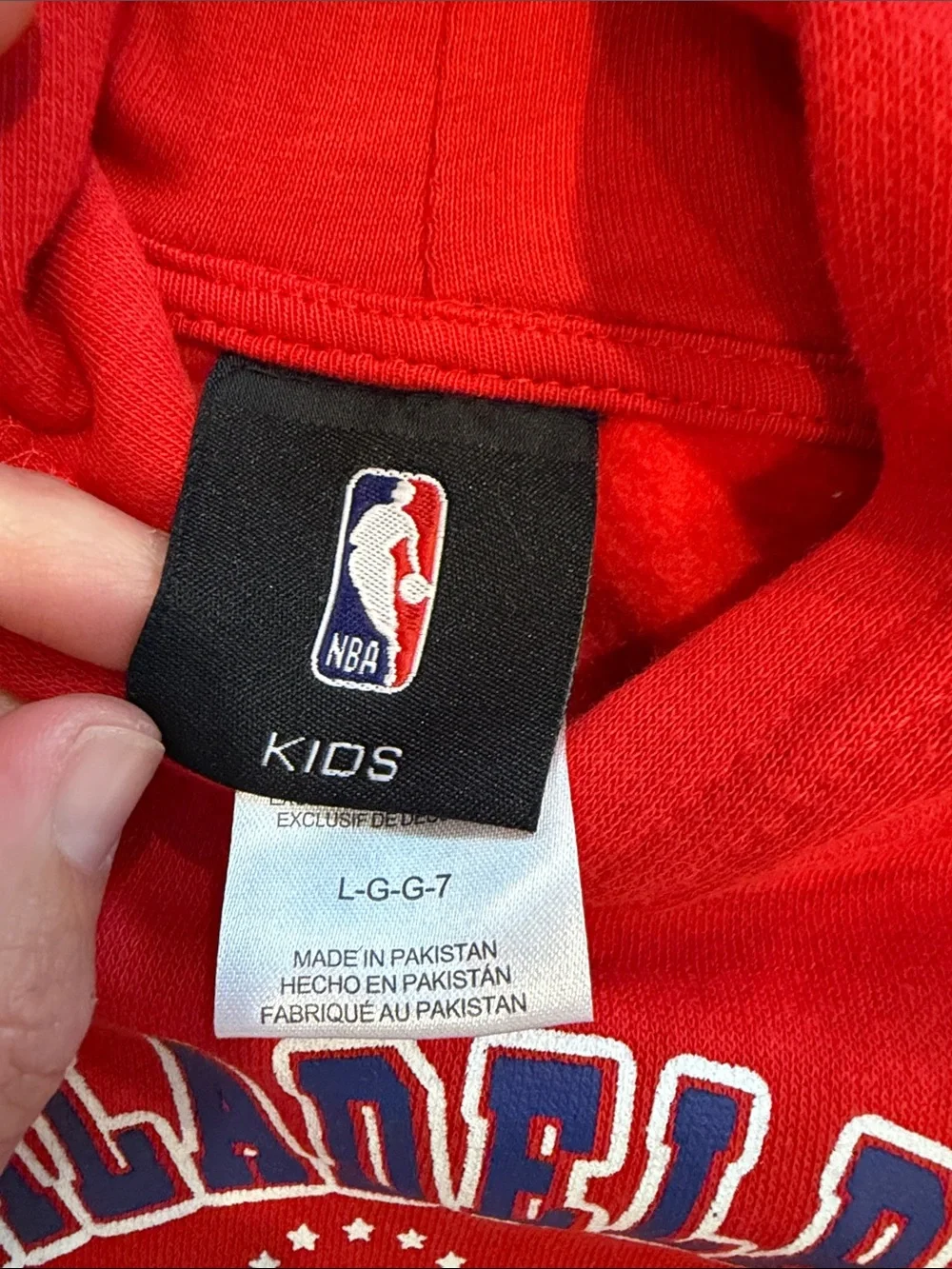 Philadelphia 76ers Red Kids Hoodie - NBA Licensed Size Large / 7 - C56-009